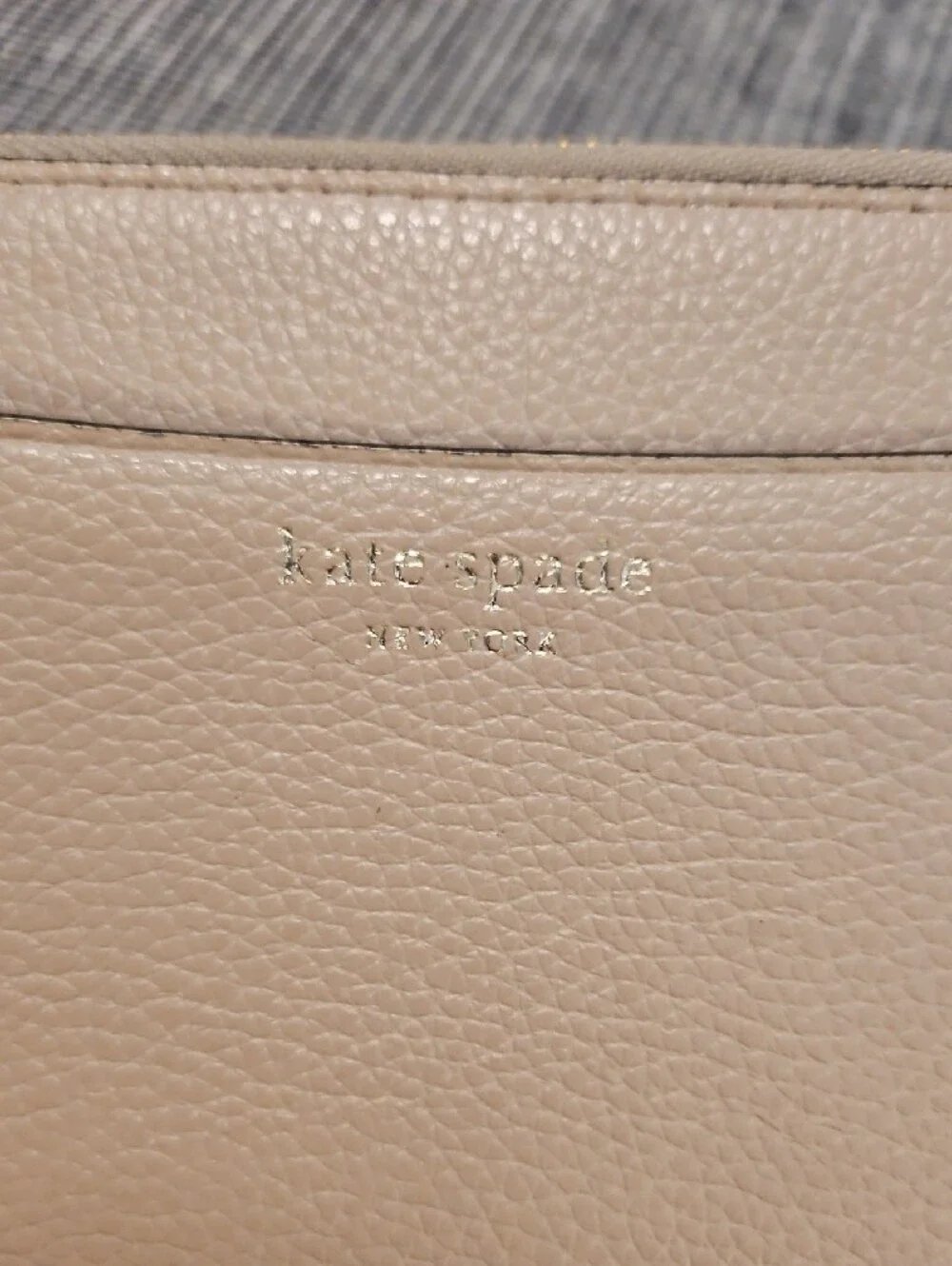 Kate Spade Pebbled Leather Zip Top Wallet - Beige/Light Pink